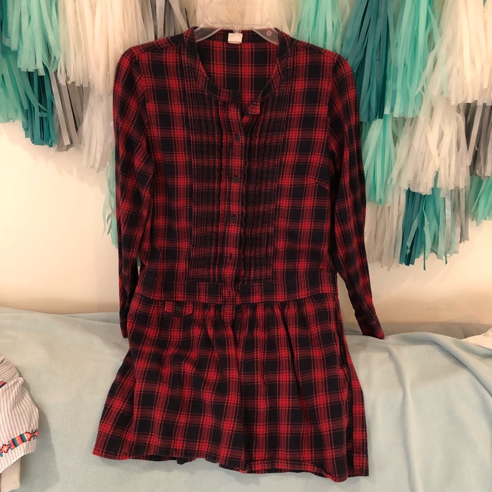 Plaid long sleeve button down tunic